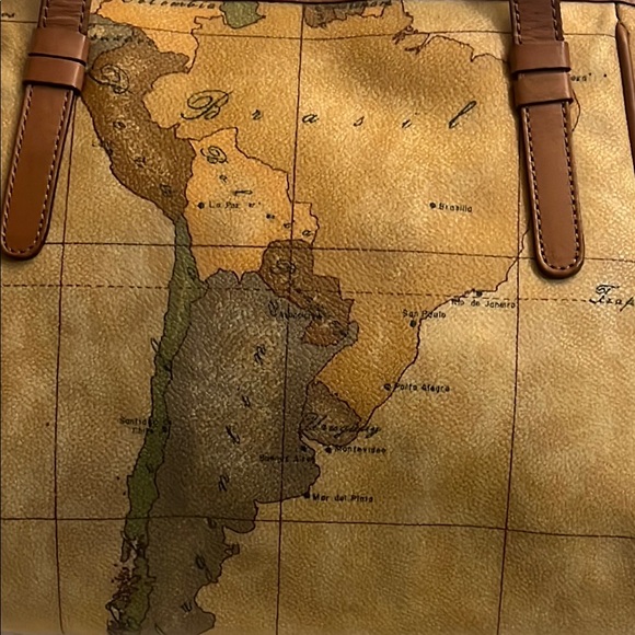 Alviero Martini Tan Map Print Women's Bag - Picture 4 of 15